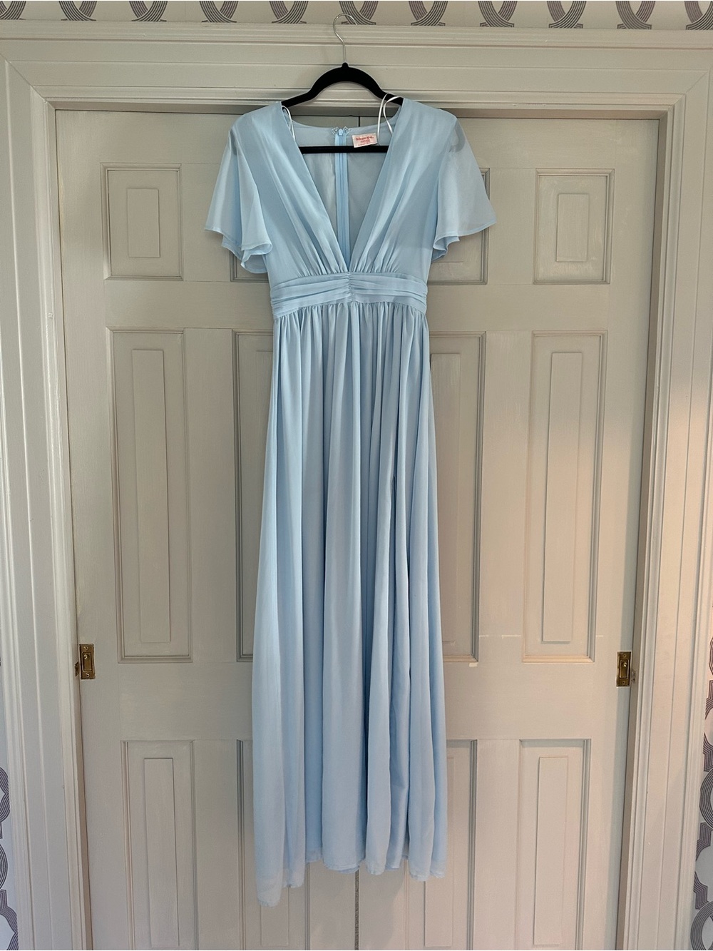 Showpo Pale Blue V-Neck Flutter Sleeve Maxi Dress